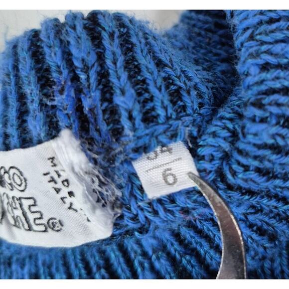 VTG Franco Ziche Italy Blue /Black Cotton Sweater Tundra Coogi Style 80s 90s XL - Picture 7 of 9